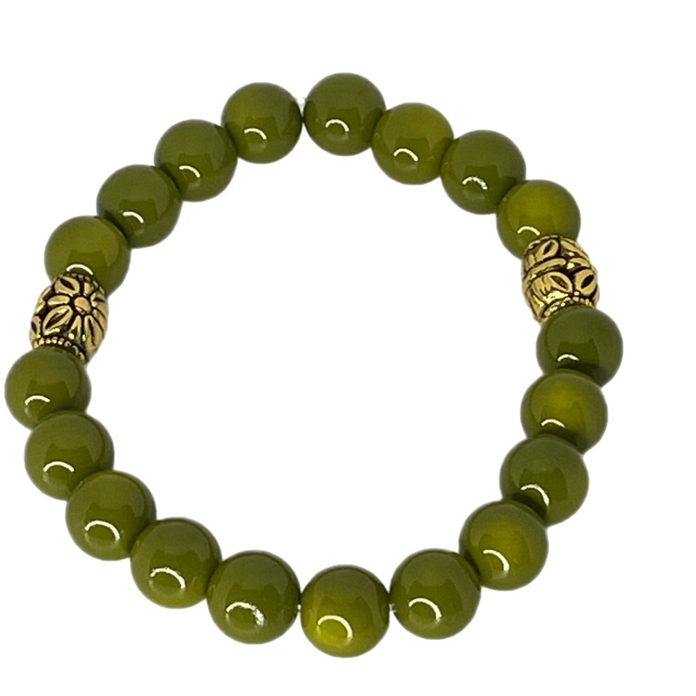 Army Green Beaded Bracelet